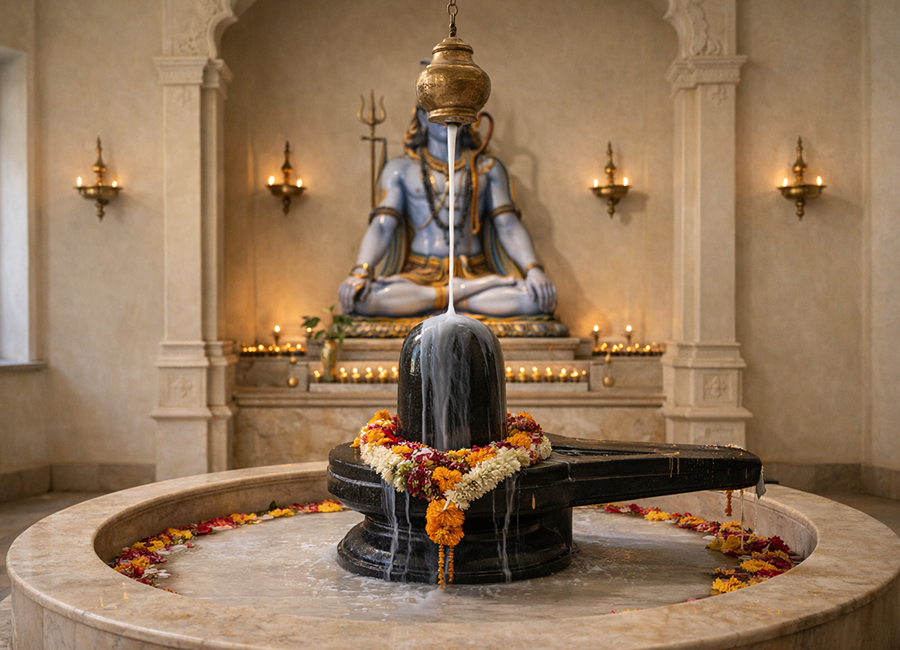 Morning meditation session in the temple garden